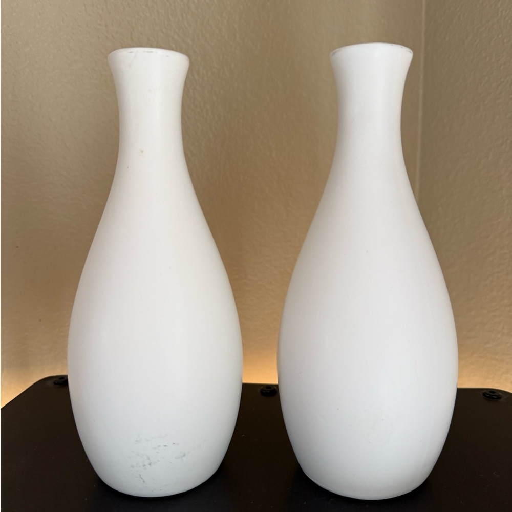 (2) Creamy White Vases